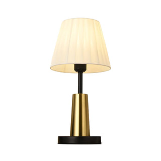 Bedroom Classic Fabric Gold Column Base Table Lamp Zawala Image - 6