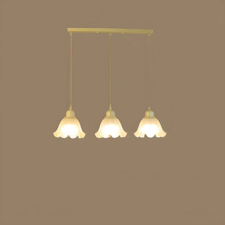 ZOWALA - Beige Flower 3-Light Glass Island Light Image - 11