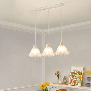 ZOWALA - Beige Flower 3-Light Glass Island Light Image - 5