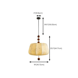 ZOWALA - Flower Pattern Fabric Beige Living Room Drum Chandelier #size