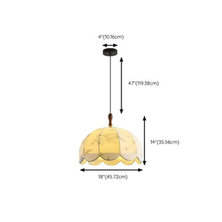 ZOWALA - Flower Pattern Fabric Beige Living Room Drum Chandelier Image - 14