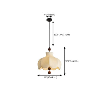 ZOWALA - Flower Pattern Fabric Beige Living Room Drum Chandelier Image - 15