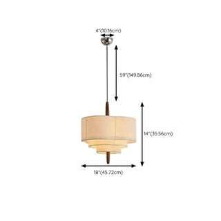 ZOWALA - Flower Pattern Fabric Beige Living Room Drum Chandelier Image - 16