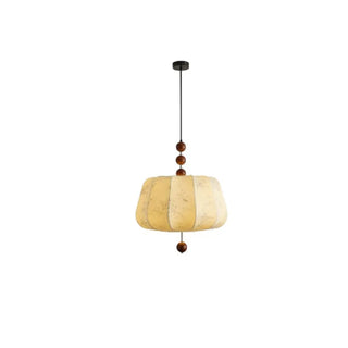 ZOWALA - Flower Pattern Fabric Beige Living Room Drum Chandelier Image - 5