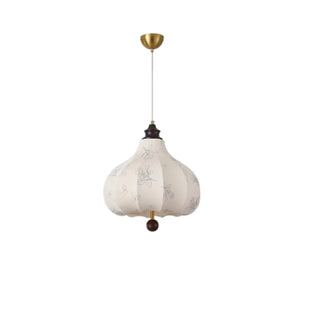 ZOWALA - Flower Pattern Fabric Beige Living Room Drum Chandelier Image - 6