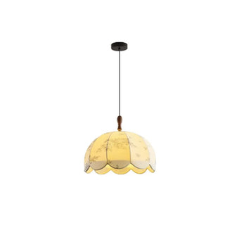 ZOWALA - Flower Pattern Fabric Beige Living Room Drum Chandelier Image - 7