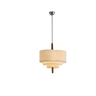 ZOWALA - Flower Pattern Fabric Beige Living Room Drum Chandelier Image - 8