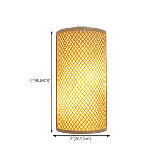 Coastal Cylinder Wood Rattan Entryway Beige Wall Sconce Zawala #size
