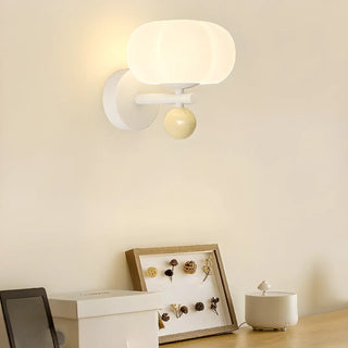 Fresh Geometric Beige Metal Bedroom LED Wall Sconce Zawala Image - 1