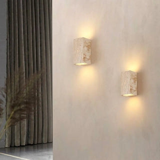 Outdoor Beige Stone Rectangular Up Down Wall Lamp Zawala Image - 1
