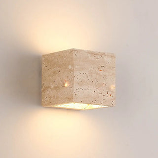 Outdoor Beige Stone Rectangular Up Down Wall Lamp Zawala Image - 14