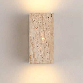 Outdoor Beige Stone Rectangular Up Down Wall Lamp Zawala Image - 15