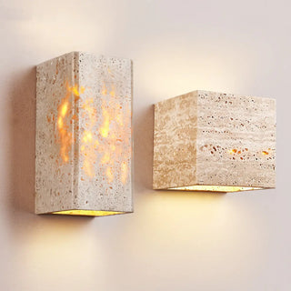 Outdoor Beige Stone Rectangular Up Down Wall Lamp Zawala Image - 6