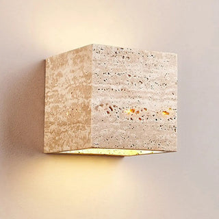 Outdoor Beige Stone Rectangular Up Down Wall Lamp Zawala Image - 7