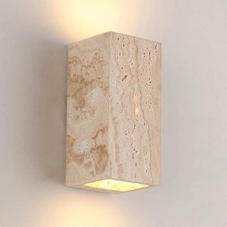 Outdoor Beige Stone Rectangular Up Down Wall Lamp Zawala Image - 8