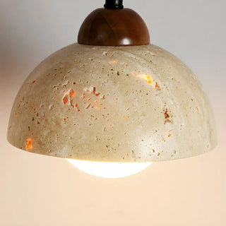 Japanese Swing Arm Bell Wood Stone Bedroom Brown Wall Light Image - 12