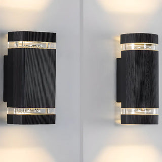 ZOWALA - Simple Rectangle Black Glass Outdoor Wall Light 2 Bulbs Image - 11