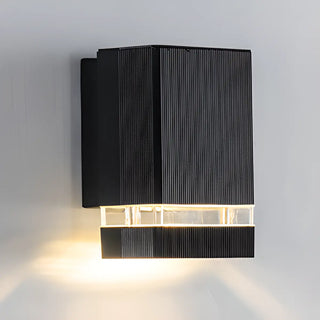ZOWALA - Simple Rectangle Black Glass Outdoor Wall Light 2 Bulbs Image - 12