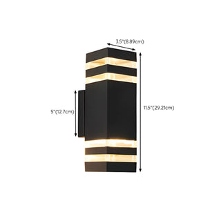 ZOWALA - Simple Rectangle Black Glass Outdoor Wall Light 2 Bulbs Image - 20