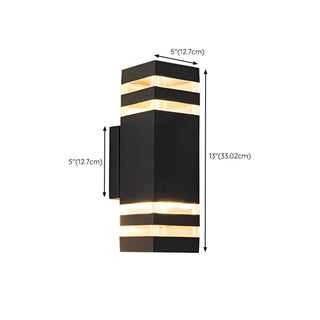 ZOWALA - Simple Rectangle Black Glass Outdoor Wall Light 2 Bulbs Image - 21