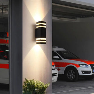 ZOWALA - Simple Rectangle Black Glass Outdoor Wall Light 2 Bulbs Image - 3