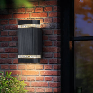 ZOWALA - Simple Rectangle Black Glass Outdoor Wall Light 2 Bulbs Image - 4