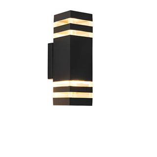 ZOWALA - Simple Rectangle Black Glass Outdoor Wall Light 2 Bulbs Image - 5