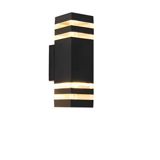 ZOWALA - Simple Rectangle Black Glass Outdoor Wall Light 2 Bulbs Image - 9