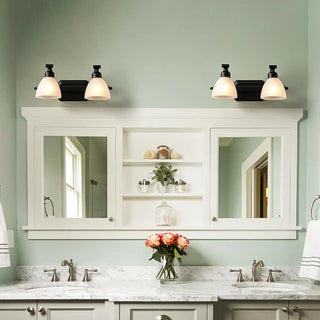 3-Light Black Cone Glass Bathroom Vanity Light Fixture Zawala Image - 1