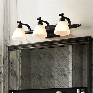 3-Light Black Cone Glass Bathroom Vanity Light Fixture Zawala Image - 2