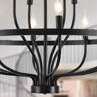 ZOWALA - Black Alloy Strip Candelabra Chandelier Image - 10