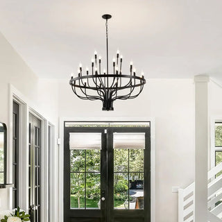 ZOWALA - Black Alloy Strip Candelabra Chandelier Image - 13