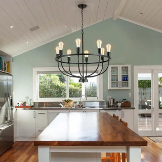 ZOWALA - Black Alloy Strip Candelabra Chandelier Image - 14