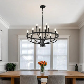 ZOWALA - Black Alloy Strip Candelabra Chandelier Image - 15