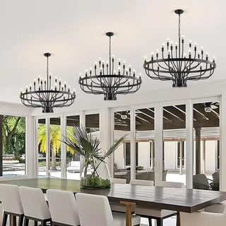 ZOWALA - Black Alloy Strip Candelabra Chandelier Image - 16