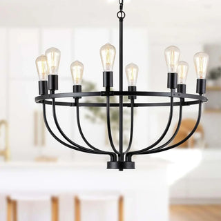 ZOWALA - Black Alloy Strip Candelabra Chandelier Image - 18