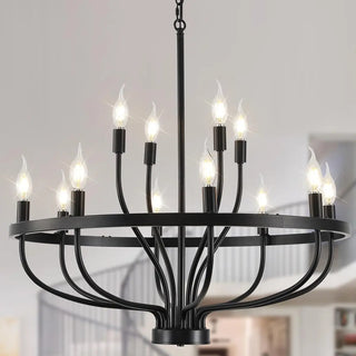 ZOWALA - Black Alloy Strip Candelabra Chandelier Image - 19
