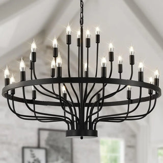 ZOWALA - Black Alloy Strip Candelabra Chandelier Image - 20