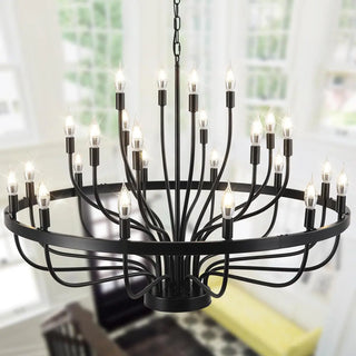 ZOWALA - Black Alloy Strip Candelabra Chandelier Image - 21