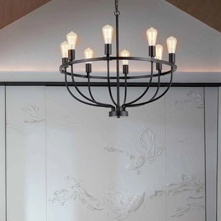 ZOWALA - Black Alloy Strip Candelabra Chandelier Image - 22