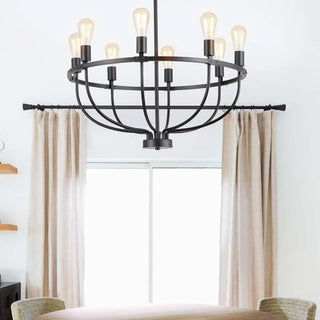 ZOWALA - Black Alloy Strip Candelabra Chandelier Image - 23