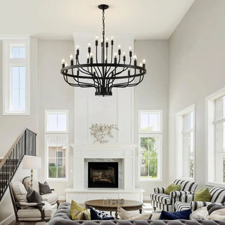 ZOWALA - Black Alloy Strip Candelabra Chandelier Image - 25