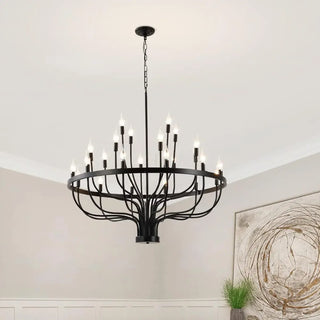 ZOWALA - Black Alloy Strip Candelabra Chandelier Image - 26