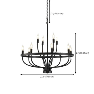 ZOWALA - Black Alloy Strip Candelabra Chandelier Image - 28