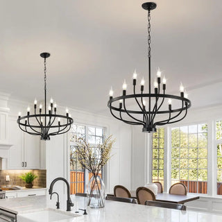 ZOWALA - Black Alloy Strip Candelabra Chandelier Image - 5