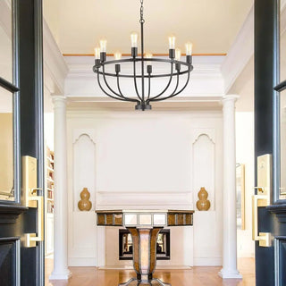 ZOWALA - Black Alloy Strip Candelabra Chandelier Image - 6