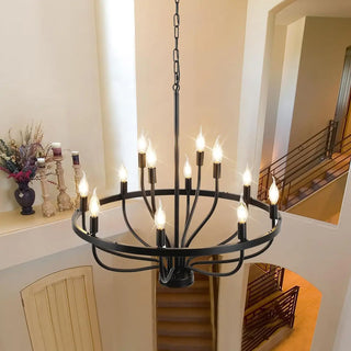ZOWALA - Black Alloy Strip Candelabra Chandelier Image - 7