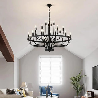 ZOWALA - Black Alloy Strip Candelabra Chandelier Image - 9