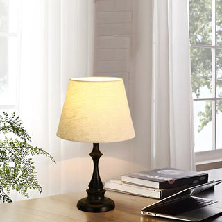 Simple Barrel Fabric Shade Art Conical Base Table Lamp Zawala Image - 1