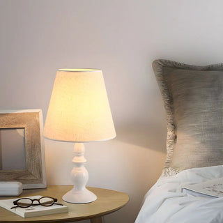 Simple Barrel Fabric Shade Art Conical Base Table Lamp Zawala Image - 2